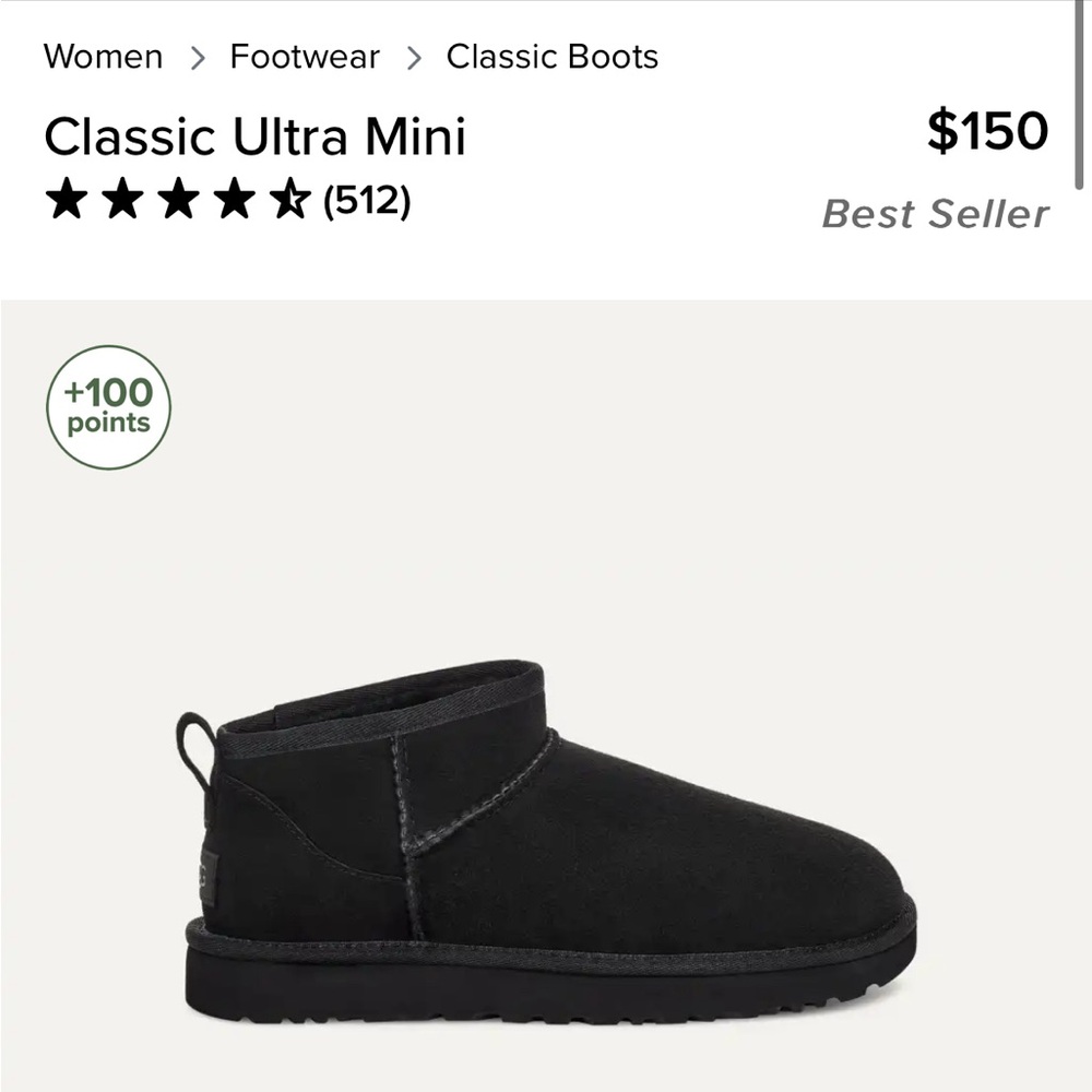 Brand New Ugg Classic Ultra Mini Black Boots Size 7